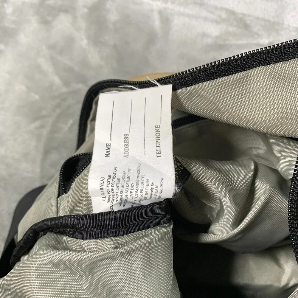 LL Bean Crossbody Messenger Bag Tan Black Satchel Travel Diaper Ripstop Nylon